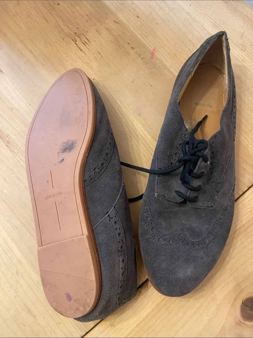 Dolce Vita Men's Gray Suede Wingtip Derby Oxfords